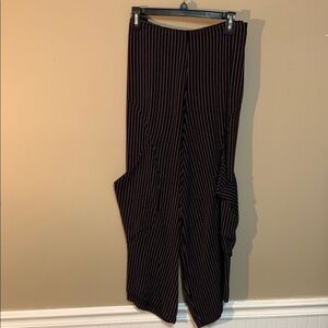 Snapdragon & Twig Women’s Stripe Cargo Pants Black Pink Large Lagenlook Artsy